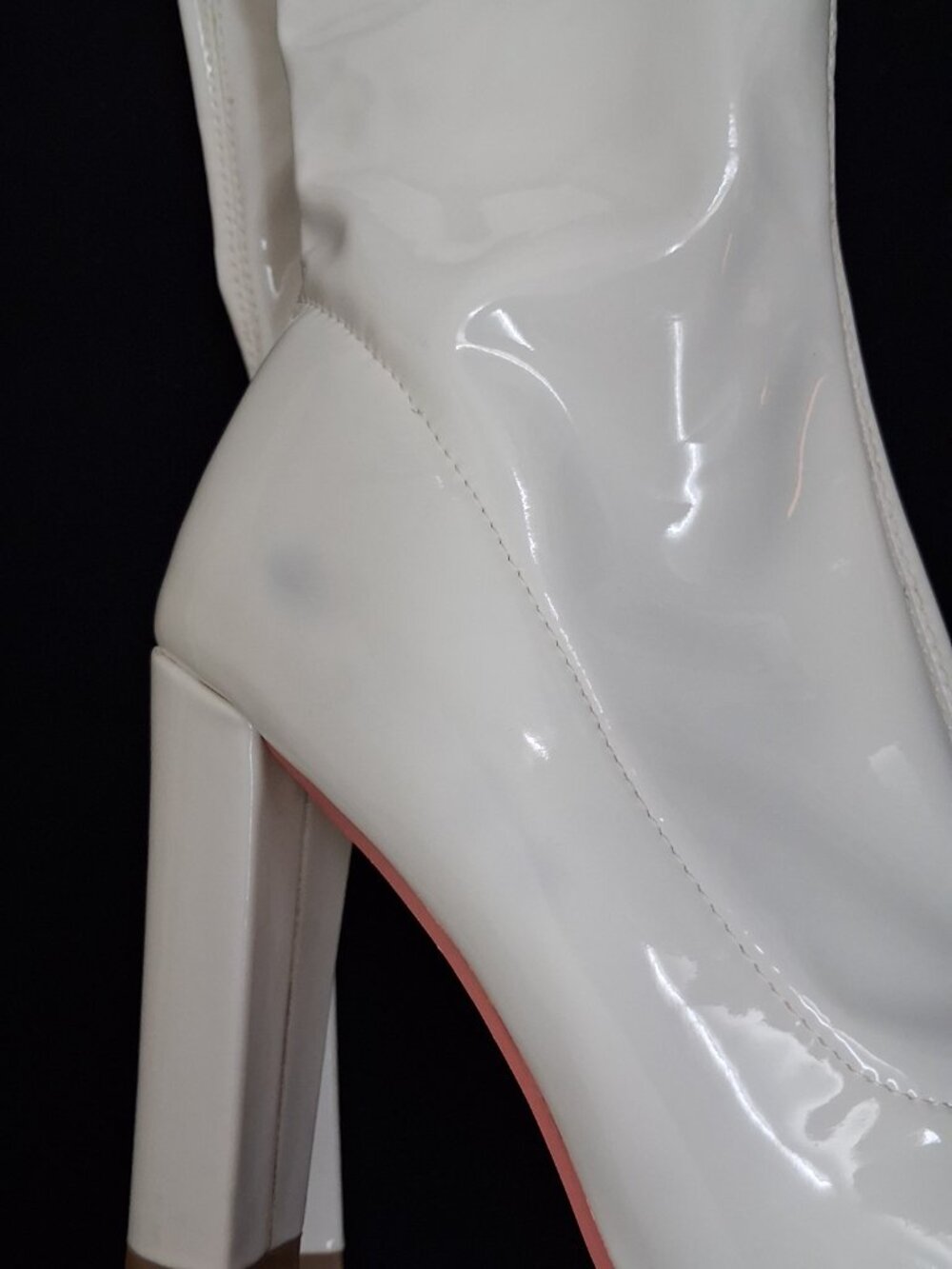 WSKEISP White Patent Thigh High Boots Size EU 39 US 8.5-9 High Block Heel - Picture 4 of 11